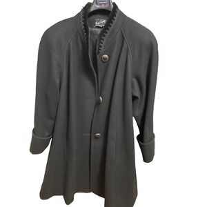 Vintage‎ Lady Suzette Black Wool Blend A Line Heavy Coat (2x-3x) Dressy Collar